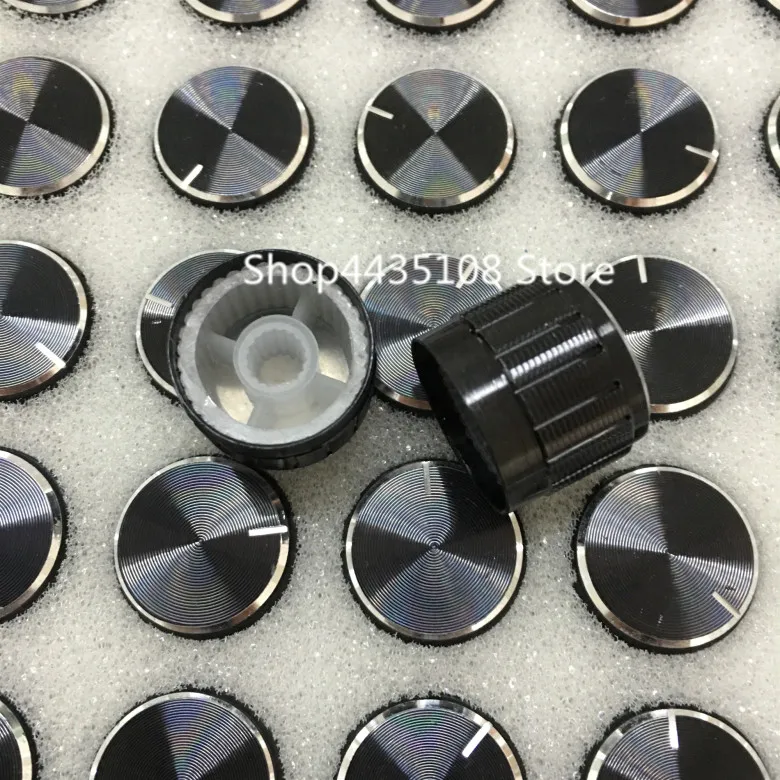 100pcs aperture of 6mm aluminum potentiometer knob switch / volume knob cap 21 * 17mm black gold