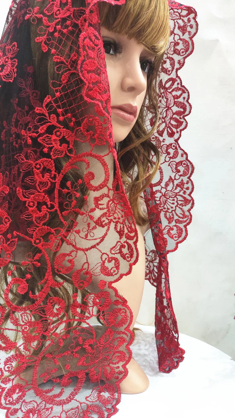 2020 New Design Embroidery Spanish Lace Mantilla Catholic Veil Factory