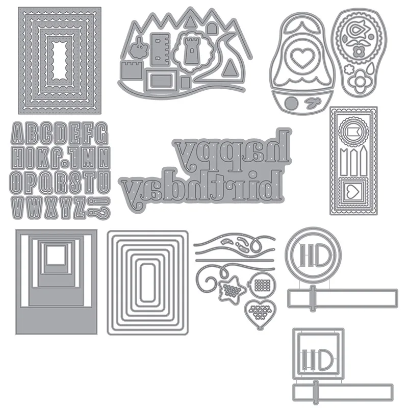 Lovely Matryoshka Alphabets Metal Cutting Dies For Scrapbooking Craft Die Cut Card Making Embossing Stencil  Photo Albums