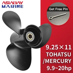 9.25*11 Outboard Propeller For Tohatsu Mercury 9.9hp 15hp 20hp Boat Aluminum Alloy Screw 3 Blade 14 Spline Marine Engine Part