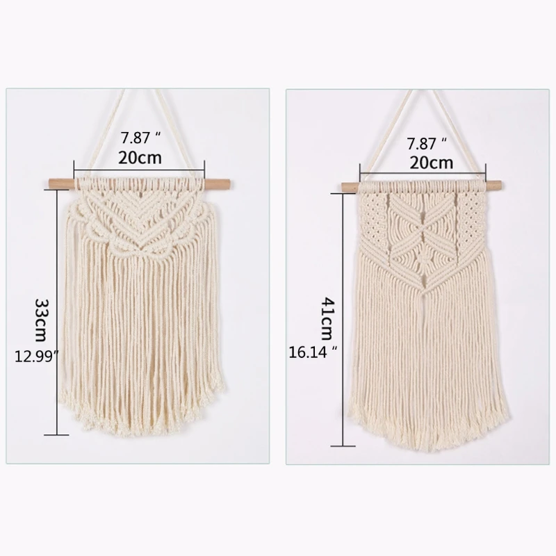 2 Pcs Macrame Wall Hanging Permadani Seni Anyaman Dekorasi Dinding Boho Chic Dekorasi Rumah untuk Apartemen Kamar Tidur Ruang tamu ruang Galeri