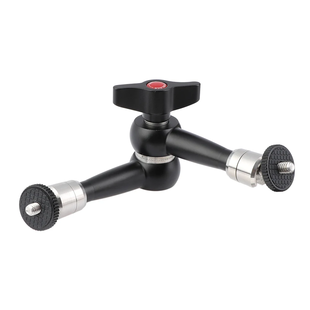 HDRIG-abrazadera de cabeza esférica, brazo articulado mágico con doble rosca de 1/4 ", montaje de tornillo, Conector de tiro caliente para cámara DSLR