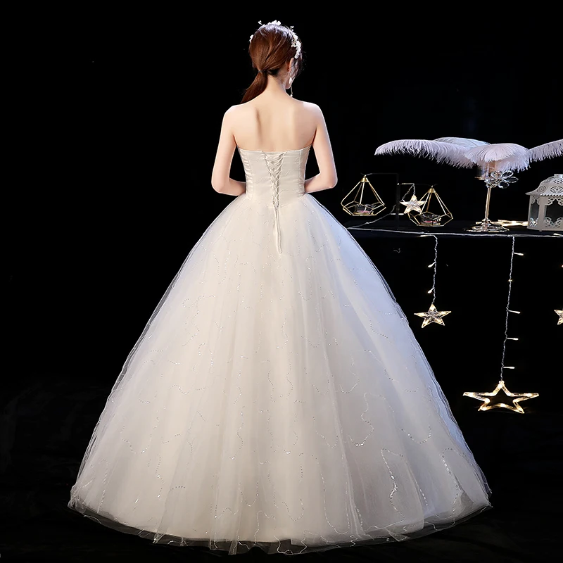 AnXin SH เจ้าหญิง ruffles ดอกไม้ลูกไม้สีขาว vintage strapless เซ็กซี่สีขาวชุดบอลชุดแต่งงานที่กําหนดเอง