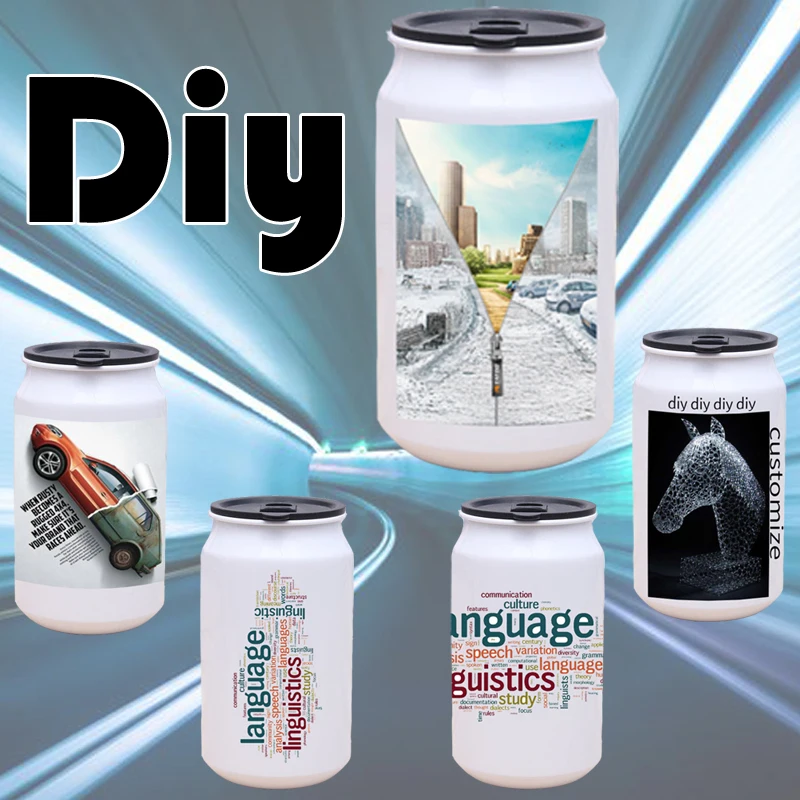 DIY Custom Printed Photo Text Logo Name Images Cola Can Type Metal Aluminum Water Cup Bottle Personalized Gifts Push-pull Lid