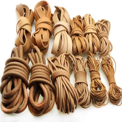 1 2 3 4 5 6 8 mm Round Flat Genuine Cow Leather Cord for Bracelet Necklace Findings Leather Rope String DIY Jewelry Making