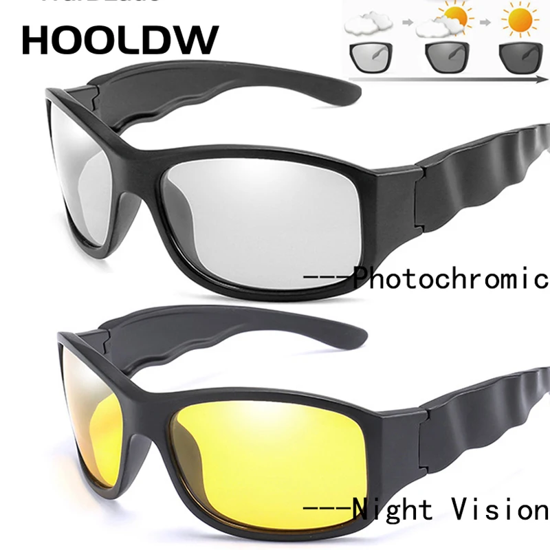 

HOOLDW New Polarized Photochromic Sunglasses Men Night Vision Glasses Day Night Driving Anti-glare Goggles Sun glasses UV400