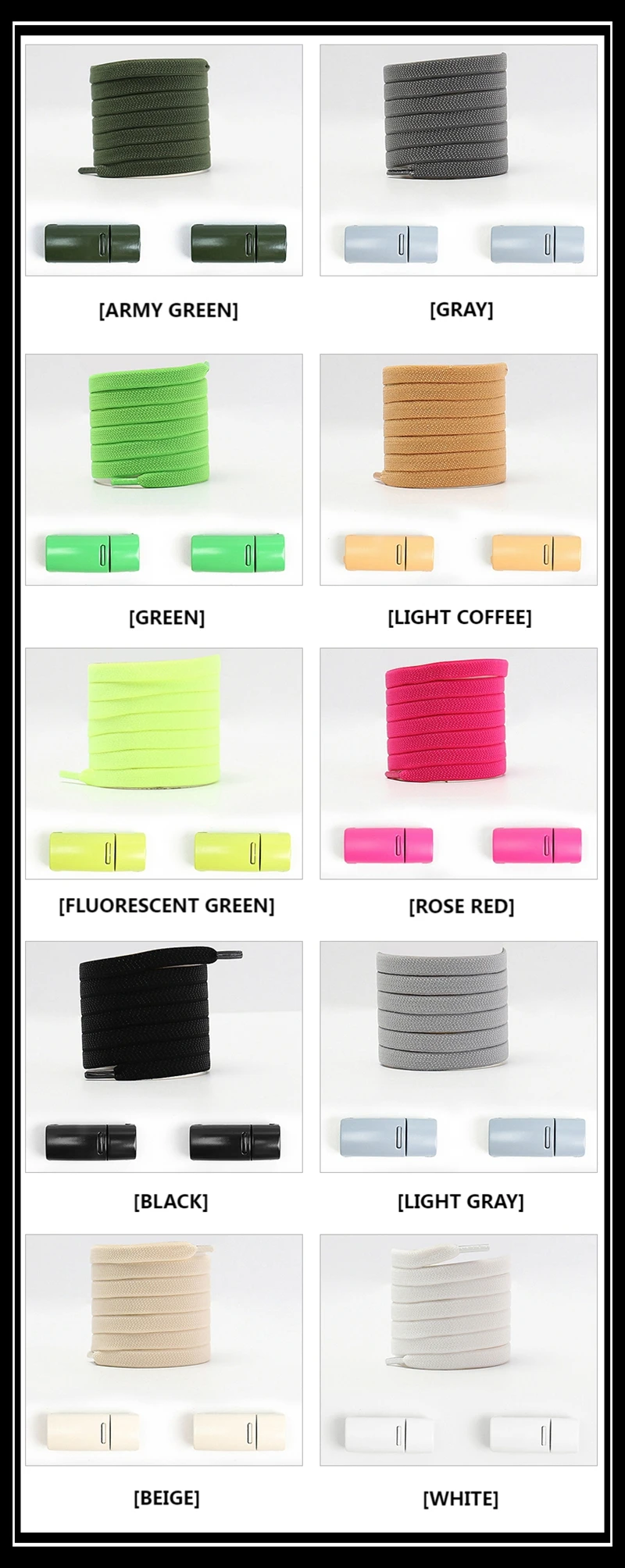 20 Farben Flache Schnürsenkel für Sneaker, Elastische Schnürsenkel ohne Binden, Schnelles An- und Ausziehen, Lazy Shoes Schnürsenkel Gummiband – Detail 10