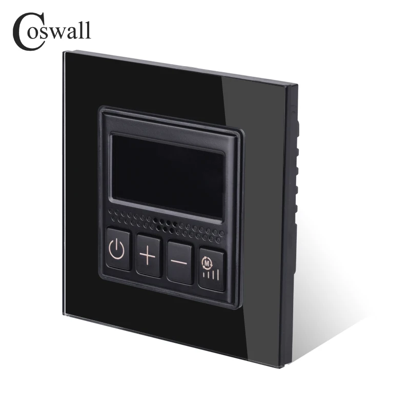 Coswall Glass Panel Thermostat Temperature Control LCD Display For Air Conditioning / Fresh Air System 10A Relay 2000W Load