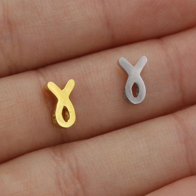 5PCS/Lot Stainless Steel Breast Cancer Awareness Ribbon Charms Pendant For Jewelry DIY Making Symbol AIDS Pendant Accessories