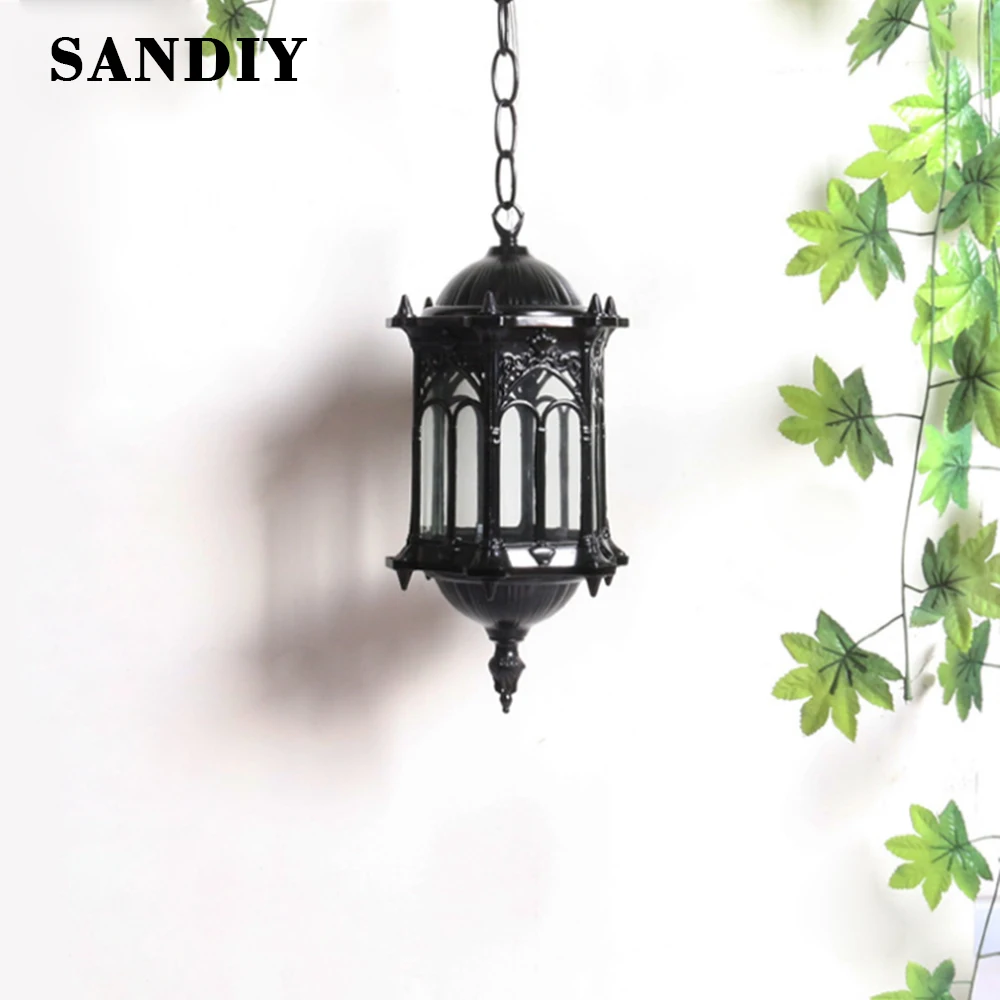 SANDIY Outdoor Pendant Lamp Retro Hang Light Vintage Garden Luminaria for Balcony Hotel Restaurant Porch Exterior Yard Lighting