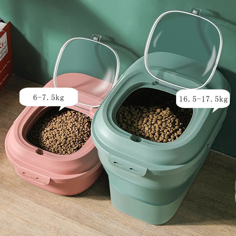 23L Airtight Food Storage Container for Pet Food Dry Cat Food Box Bag Moisture Proof Seal, Measuring Cup Kitten Litter Products