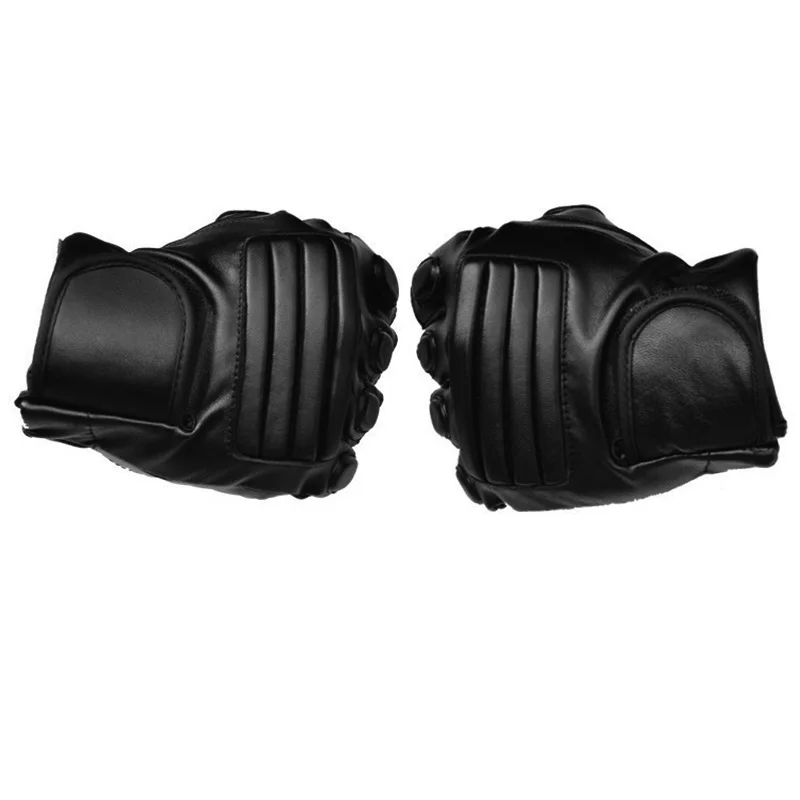 Guante de gimnasio de cuero PU negro para hombre, deporte, Fitness, ciclismo, medio dedo, Guantes de conducción, G141