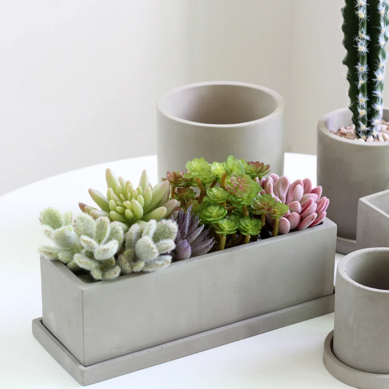 DIY Succulent Plants Round Concrete Pot Silicone Mold Square Cement Planter Molds Big Rectangle Flowerpot Plaster Resin Mould