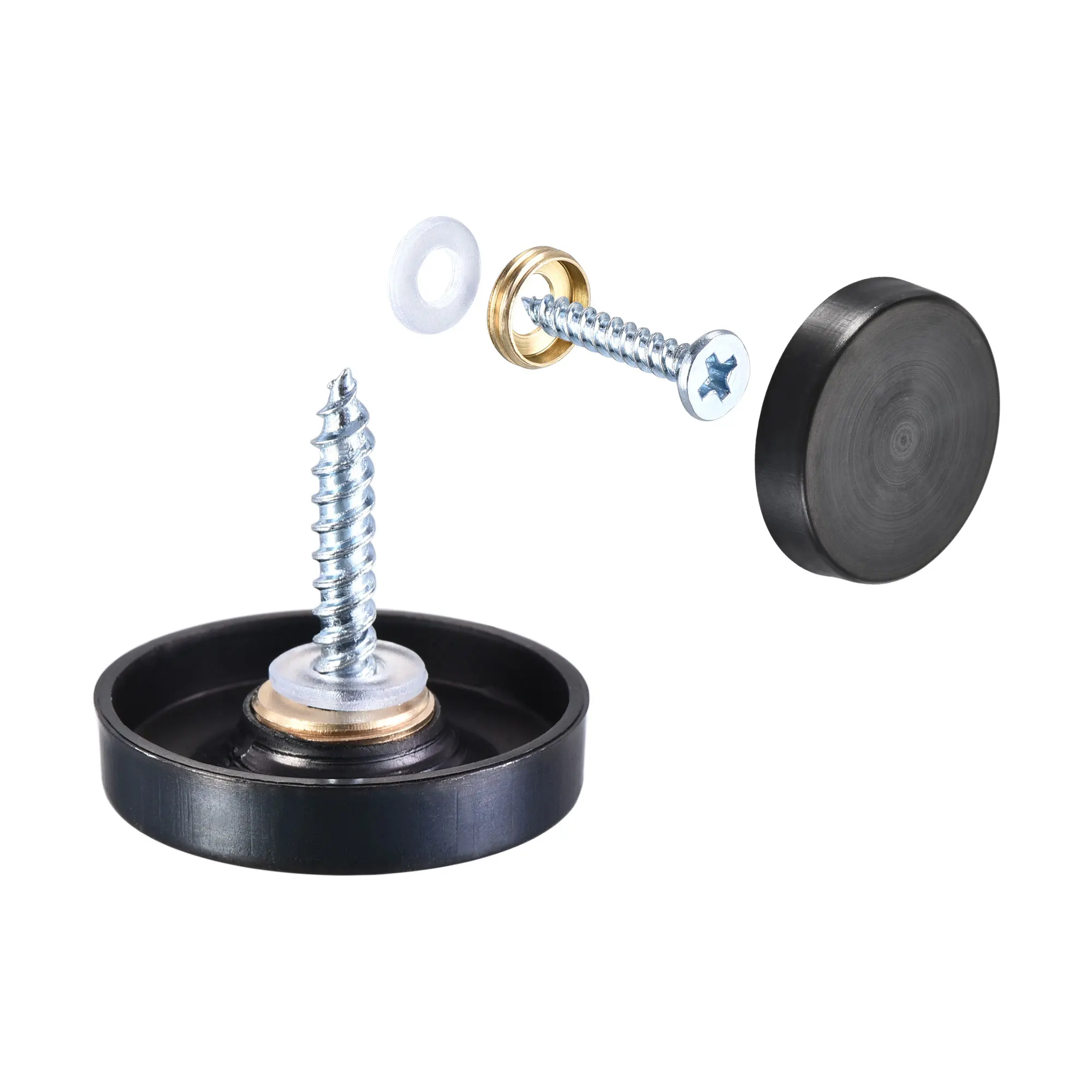 

Uxcell Mirror Screws, 25mm/0.98", 4pcs Decorative Cap Fasteners Cover Nails, Wire Drawing, Black 304 Stainless Steel