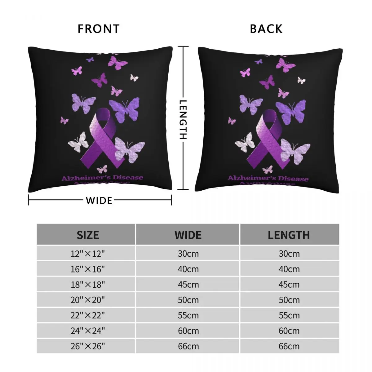 Awareness Alzheimer's Disease Square Pillowcase Polyester Linen Velvet Printed Zip Decor Pillow Case Room Cushion Cover