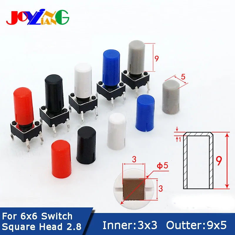 JOYING LIANG 5*9 Key Cap Round Square Inner Diameter 3x3 Switch Cap Fits 6*6 Head Touch Switch Outer Diameter 5x9 A15