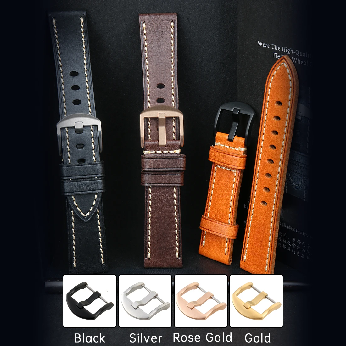 MAIKES Watch Strap 2020 High Quality Handmade Genuine Leather Watchbands For Samsung Galaxy Watch 46mm Gear S3 Huawei GT2