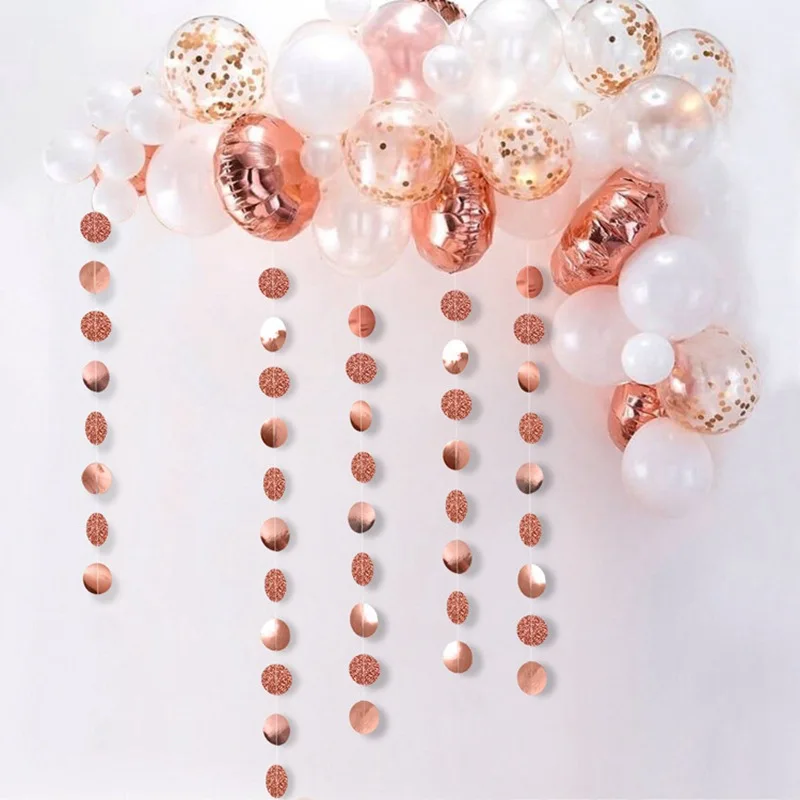 57Dot 4M Twinkle Rose Gold Circle Garlands Paper Banner Wedding Hanging Garland Birthday Home Party Decor Baby Shower Supplies