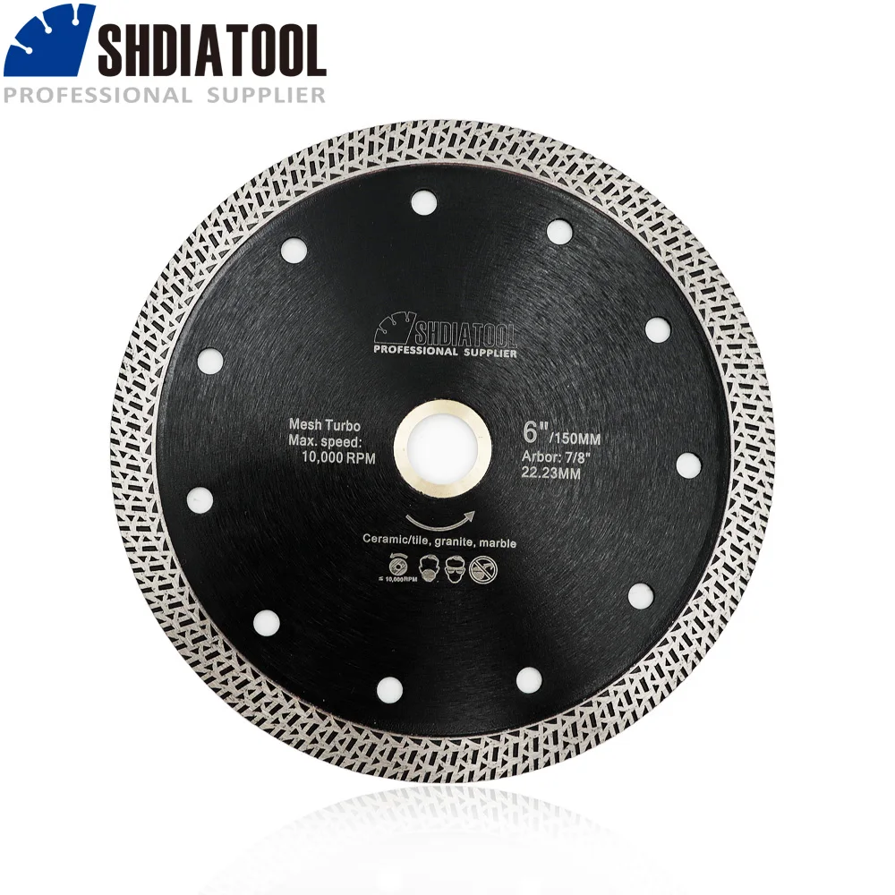 SHDIATOOL 5 stücke Dia 6 "Hot gedrückt gesinterte Mesh Turbo Diamant sägeblatt 150mm Trocken oder Nass Schneiden disc Für Stein Harten material
