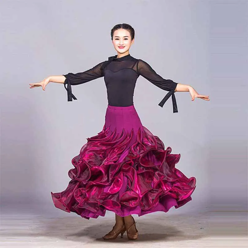 

New Ballroom Dance Dress Women/Ladies Modern Multilayer Skirt Professional Flamenco Competition Latin Waltz Tango Suit PY281