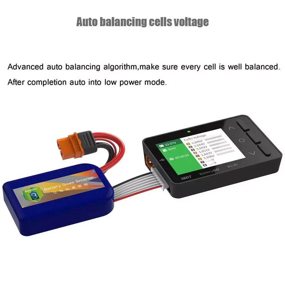 ISDT BattGo BG-8S miernik baterii, wyświetlacz cyfrowy LCD Tester pojemności baterii Tester baterii Balancer dla LiPo/Life itp