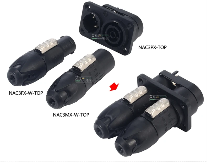 20A220V Wasserdicht Männlich Weiblich Abschließbar Eingang Power Stecker Stecker NAC3FX-W-TOP Outdoor LED Großen Bildschirm Stecker ﻿ NAC3MPX-TOP – Detail 13