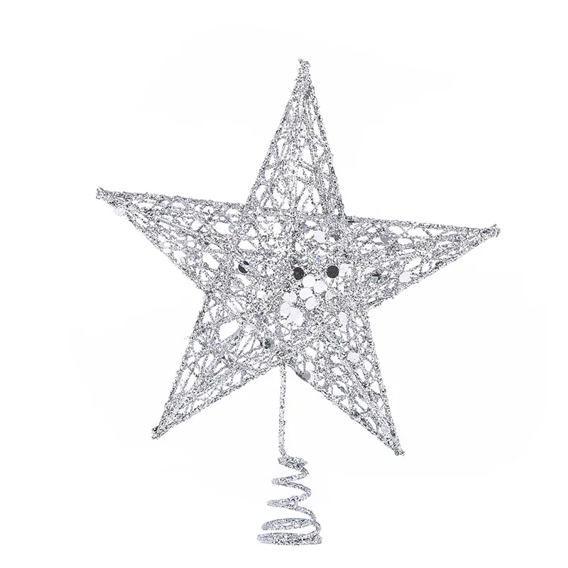 15/20/25/30cm Hollow Star Gold silvery Christmas Star sequins for Christmas Tree Toppers Ornaments Xmas Decor Supplies