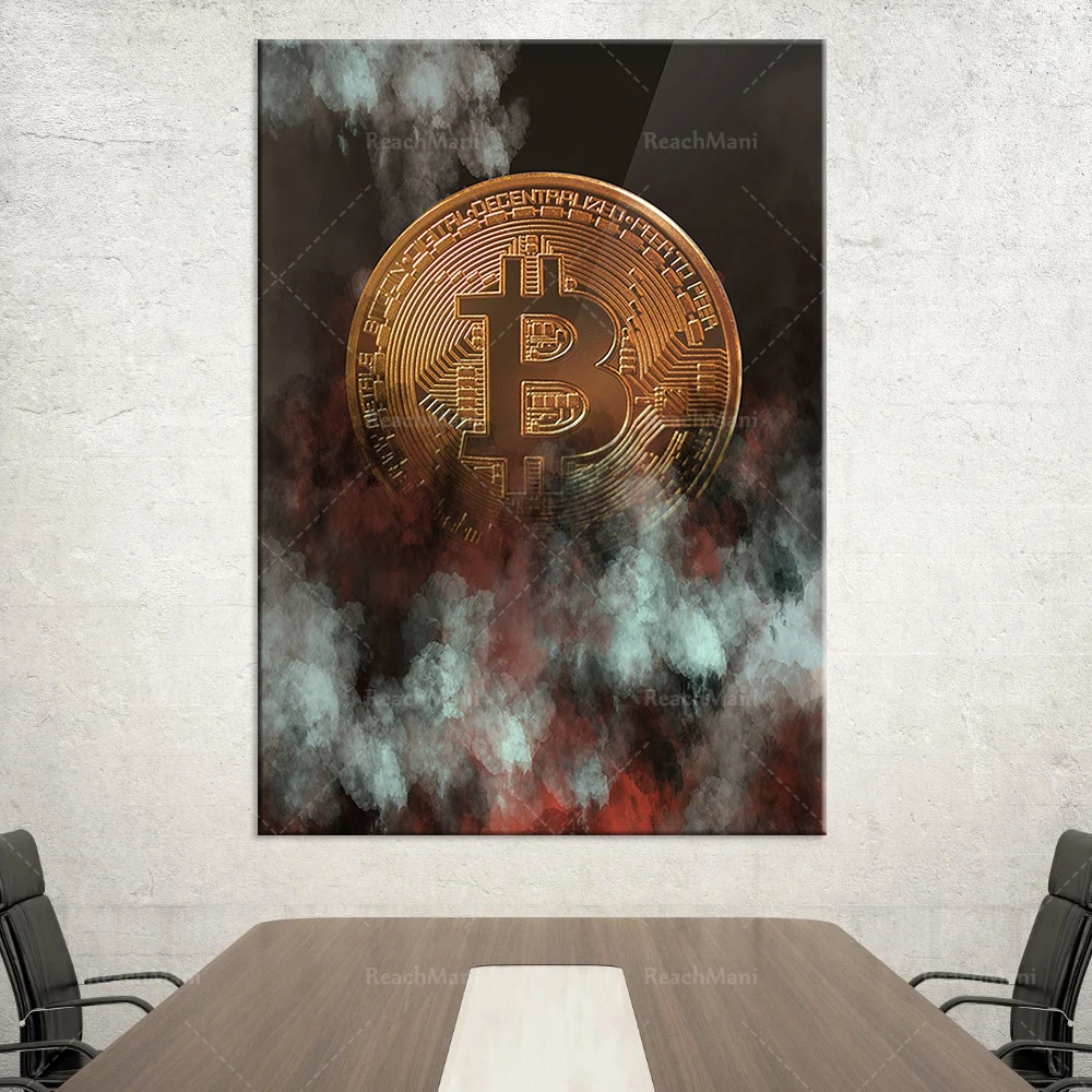 Bitcoin print, inspirational investment art gift, wall home office decor poster