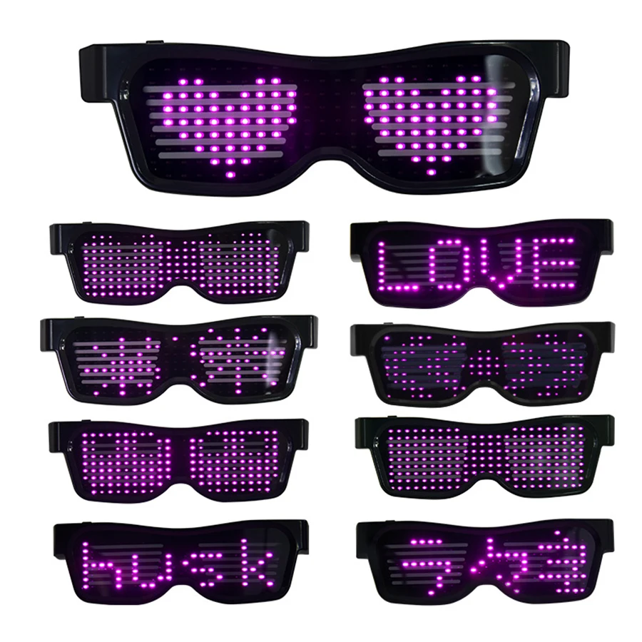 

Magic Bluetooth Led Party Glasses APP Control Luminous Glasses USB Charge DIY Edit Multi-lingual Quick Flash Led