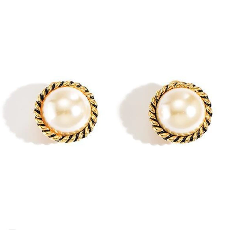 New Fashion Korean Oversized White Pearl Drop Earrings for Women Bohemian Golden Round Pearl Wedding Earrings Jewelry Gift