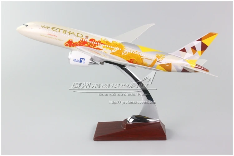 

New 34cm Etihad Airways Boeing B787 Dragon Painted A6-BGA Resin Simulation Aircraft Model