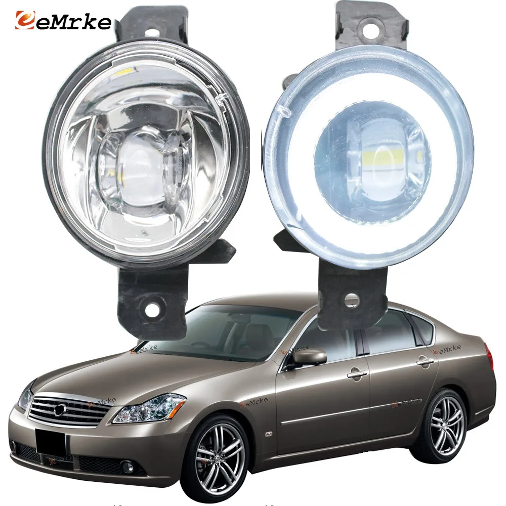 

2in1 LED Angel Eye Daytime Running Lights Cut-Line Lens Fog Lights Assembly for Nissan Fuga Y50 2004 2005 2006 2007 2008 2009