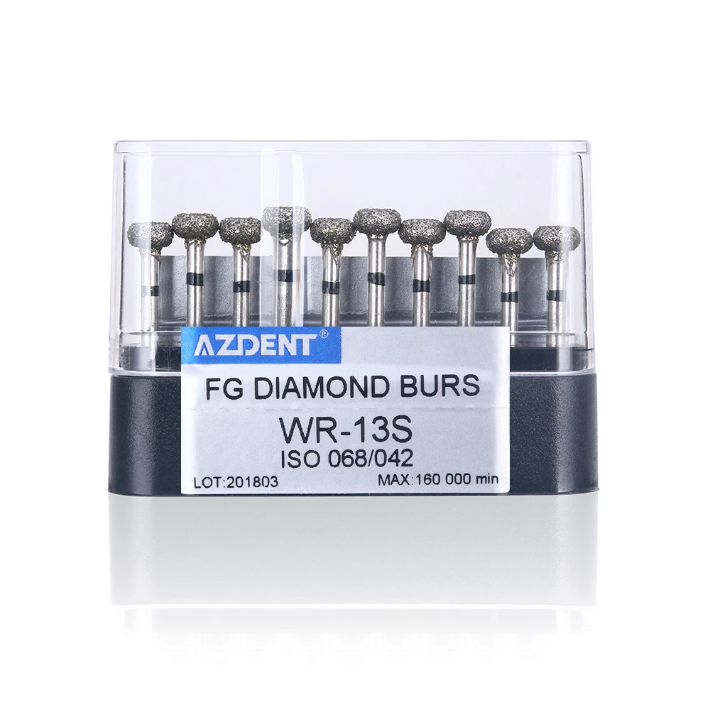 AZDENT 10 Pcs/Box Dental Diamond Burs 1.6mm for High Speed Handpiece Super Coarse Diamond Dentist Grinding Tool Grinder