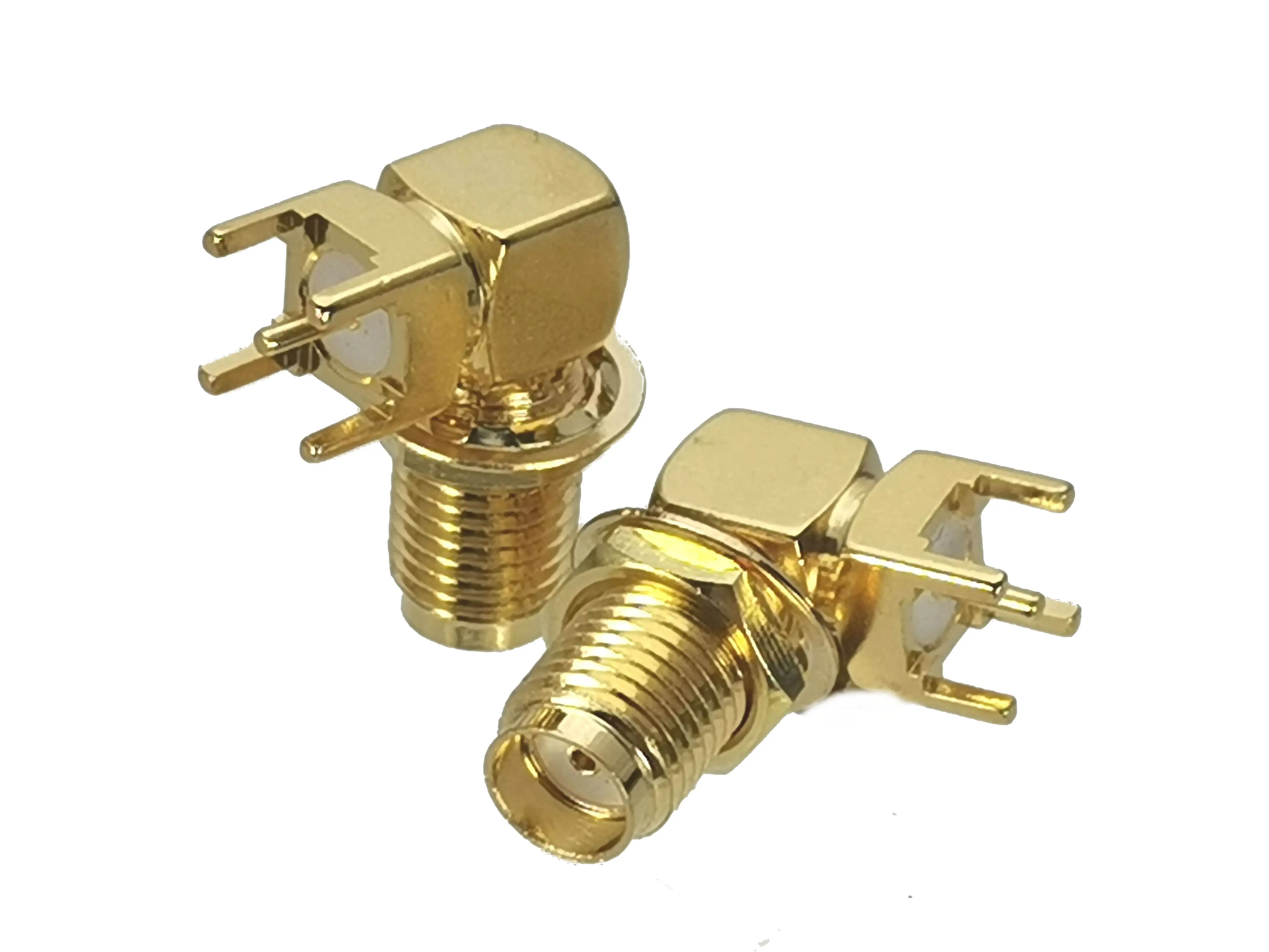 1Pcs SMA female JACK nut bulkhead solder for PCB mount RF Coaxial connector Right angle