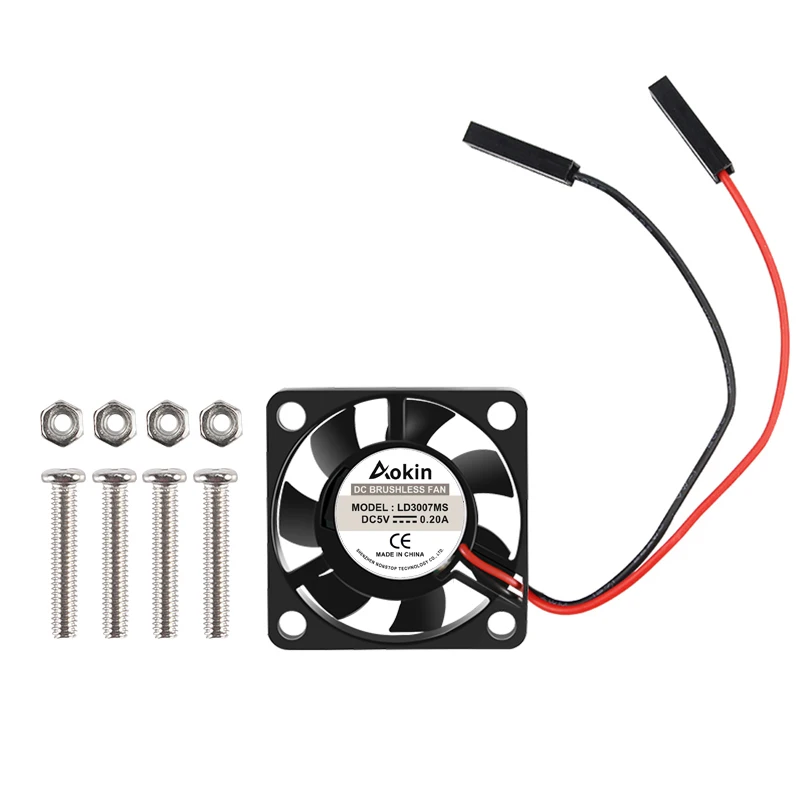 5V / 3.3V Cooling Fan with Screws + Heat Sink 1 Aluminum with 2 Copper for Raspberry Pi 4 / Pi 3 Model B RPI B+