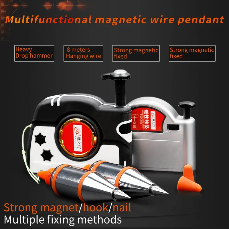 Imagem -03 - Magnetic Plumb Bob Setter Leveling Test Verticalit Measuring Tool Retrátil Line Reel Pendurado Wire Hammer Ferramentas Manuais Meter