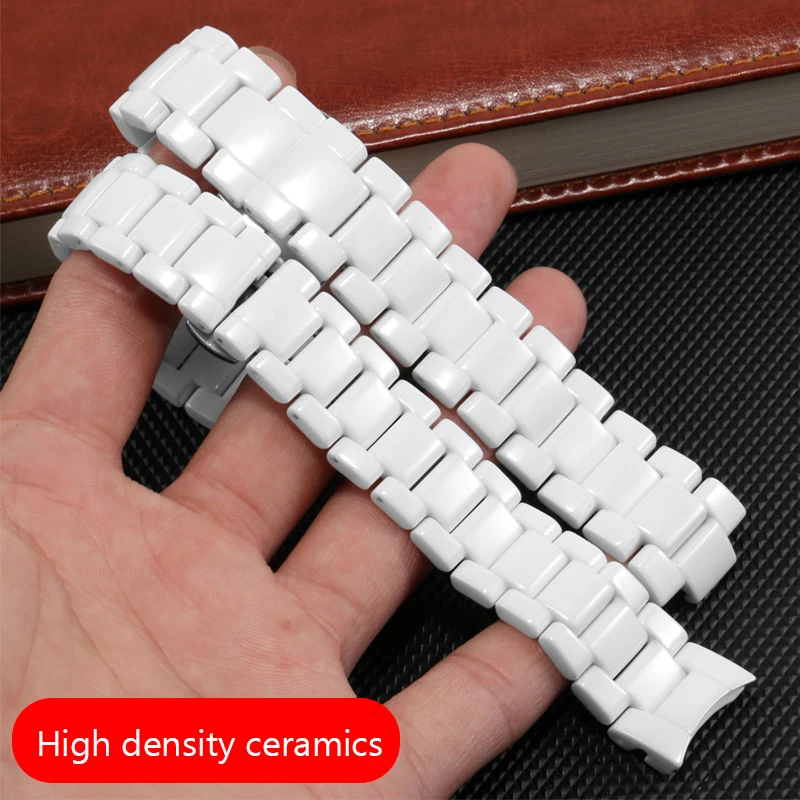 Replacement Strap For  Armani Ceramic Watchband  AR1425 1426 1417 AR1443 Female White Convex Arc Mouth watch chain