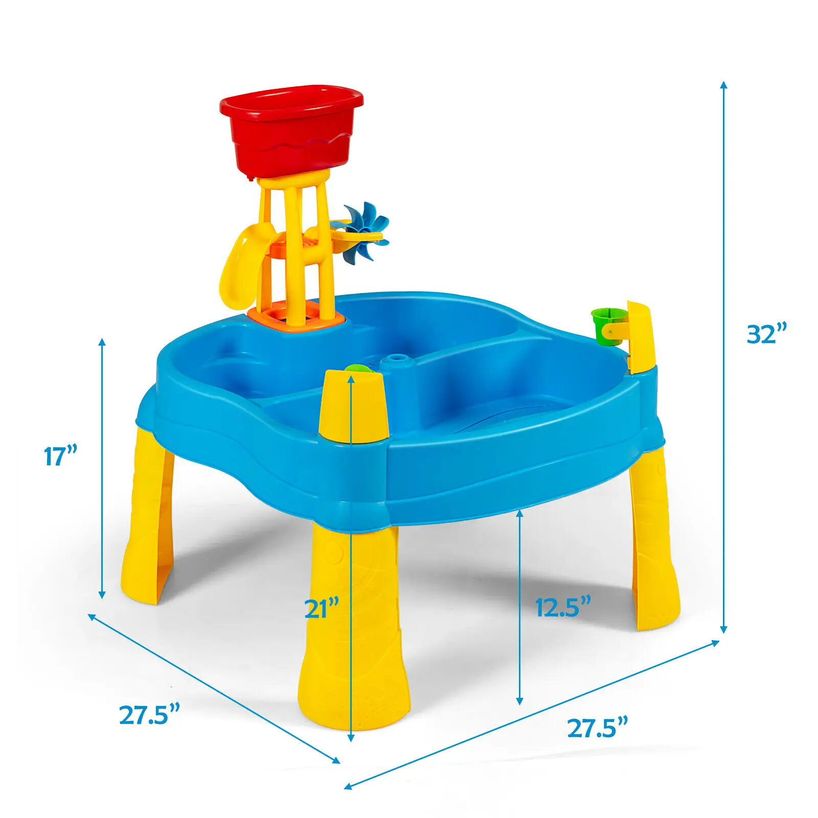 Costway-mesa de arena y agua para niños, arenero con paraguas, TY590330