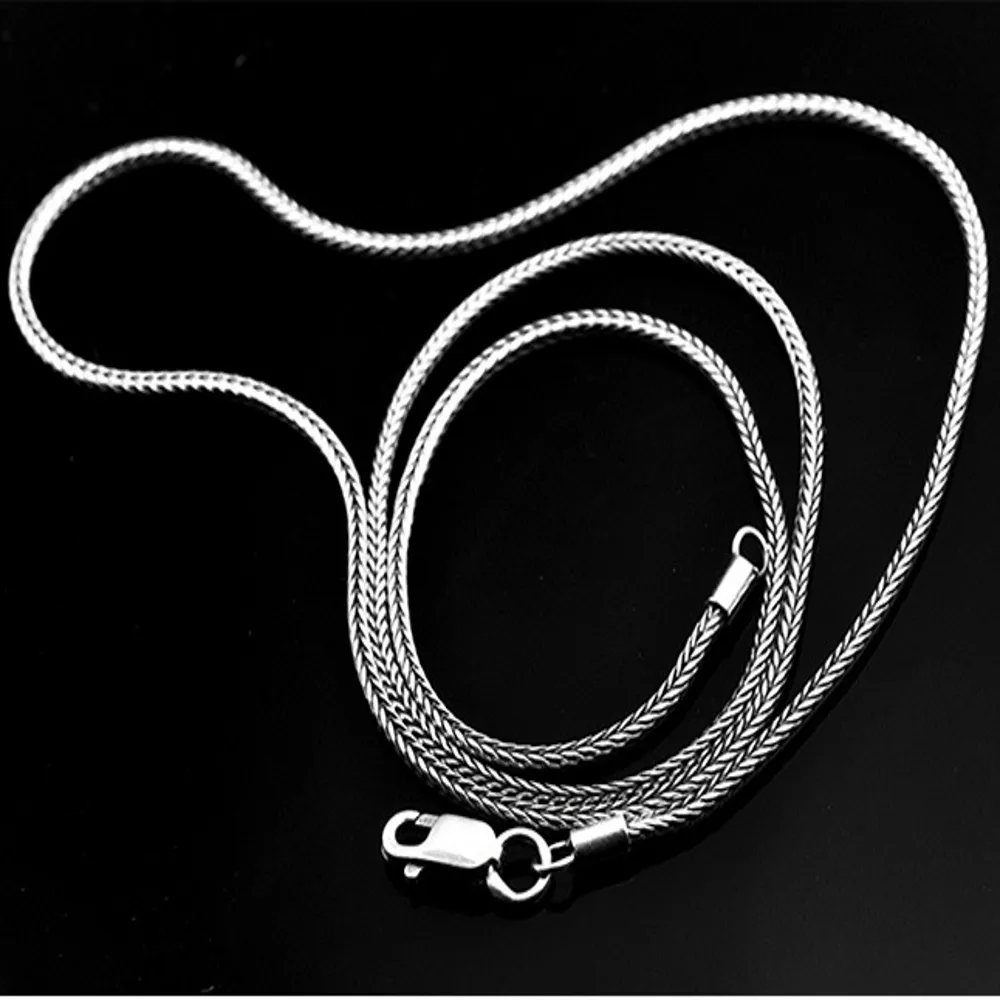 

BOCAI real S925 pure Silver Men's Necklace 2.8MM Foxtail Necklace for Men Individuality Vintage solid Silver Snake Bone Chain