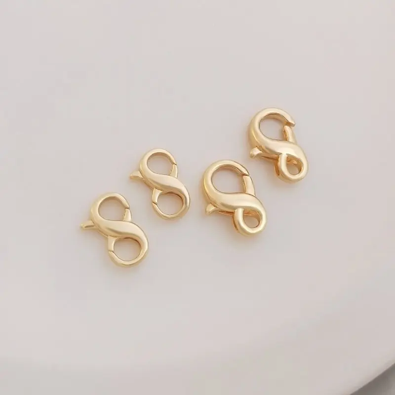 

2PCS 14k Gold Plated Hook Charm Bracelet Necklace Making Accessories Charms for Jewelry Making DIY Brass Accessories Wholesale