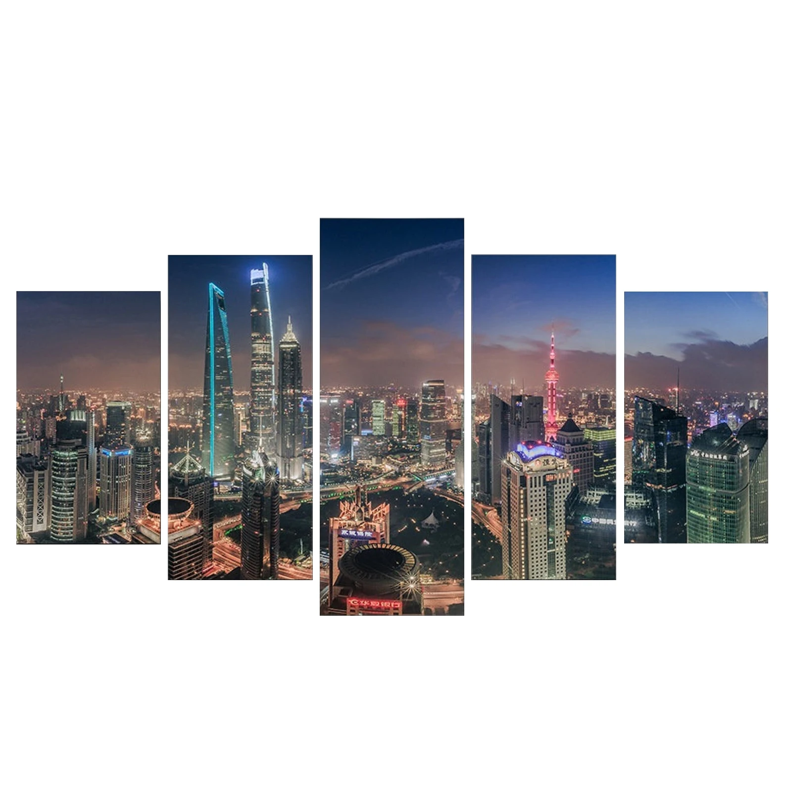 

Canvas Wall Art 5 Piece Paintings City Night View Posters Pictures Home Modern Wall Decor Prints Living Room Decoration Painted