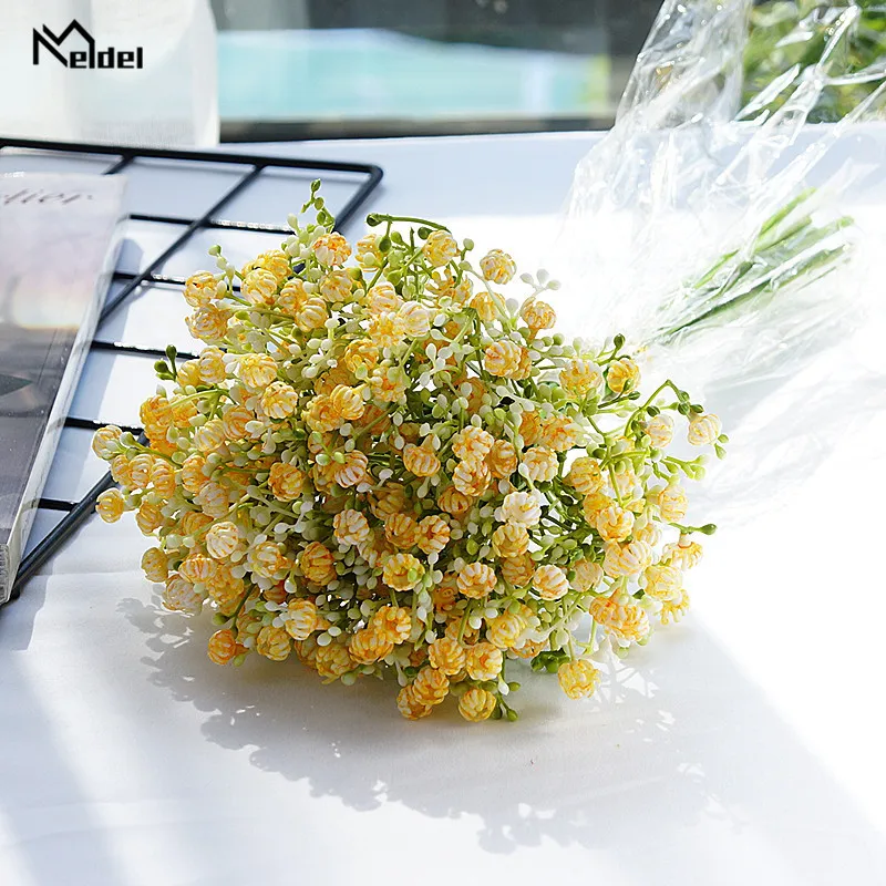 Meldel Artificial Babysbreath Wedding Sister Bouquet Flowers Fake Babysbreath Bud Wedding Bouquets Home Decoration Fake Flowers