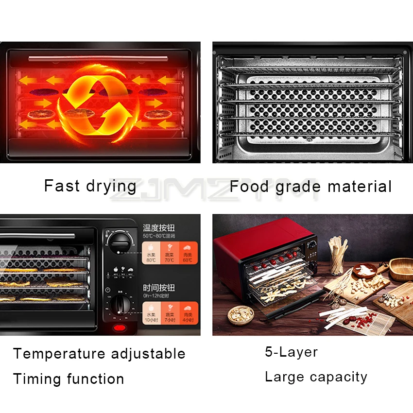 Séchoir de déshydratation des aliments 13l, 5 couches, Machine à fruits secs, fruits, légumes, herbes, viande, avec minuterie, contrôle de la température