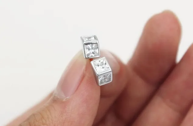 S925 silver sterling silver earrings men's silver jewelry sunshine handsome silver jewelry square earrings