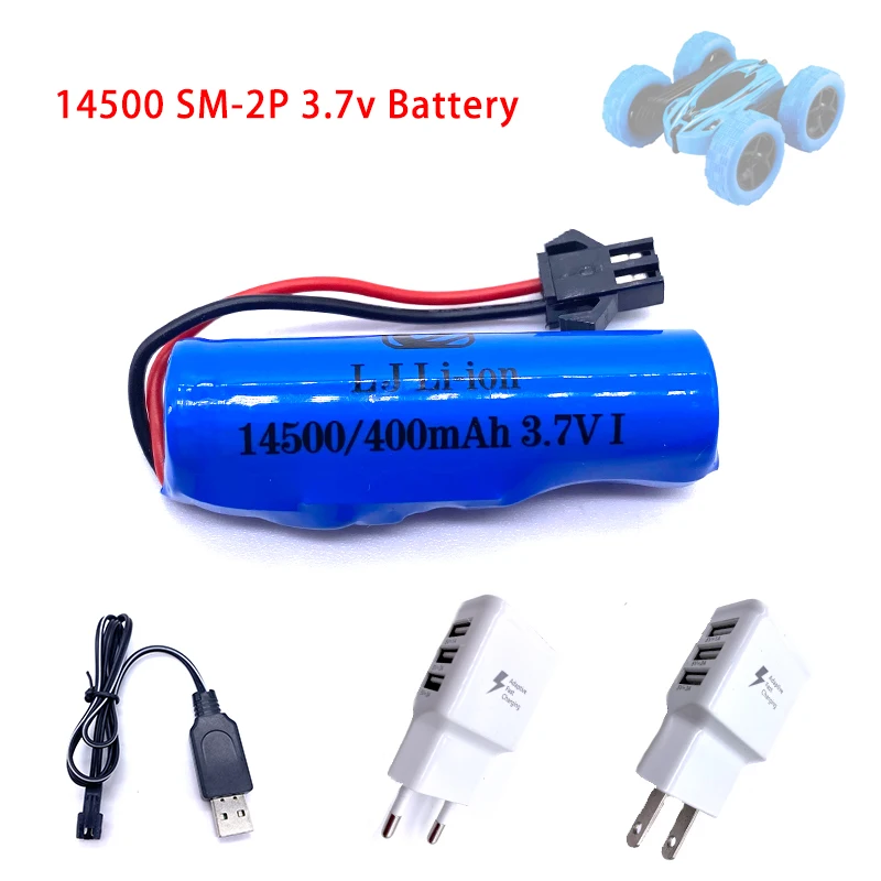 JJRC C2 D828 RC รถอะไหล่14500 SM-2P 3.7V 400Mah แบตเตอรี่ Li-Ion USB Charger สำหรับ RC รถเรือน้ำนุ่มปืนของเล่นอุปกรณ์เสริม