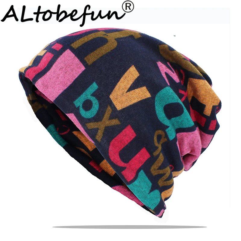 ALTOBEFUN Winter Autumn Hat Men Women Teenager Adult Thin Girl Scarf Multifunction Skullies Beanies Vintage Cap AHT182