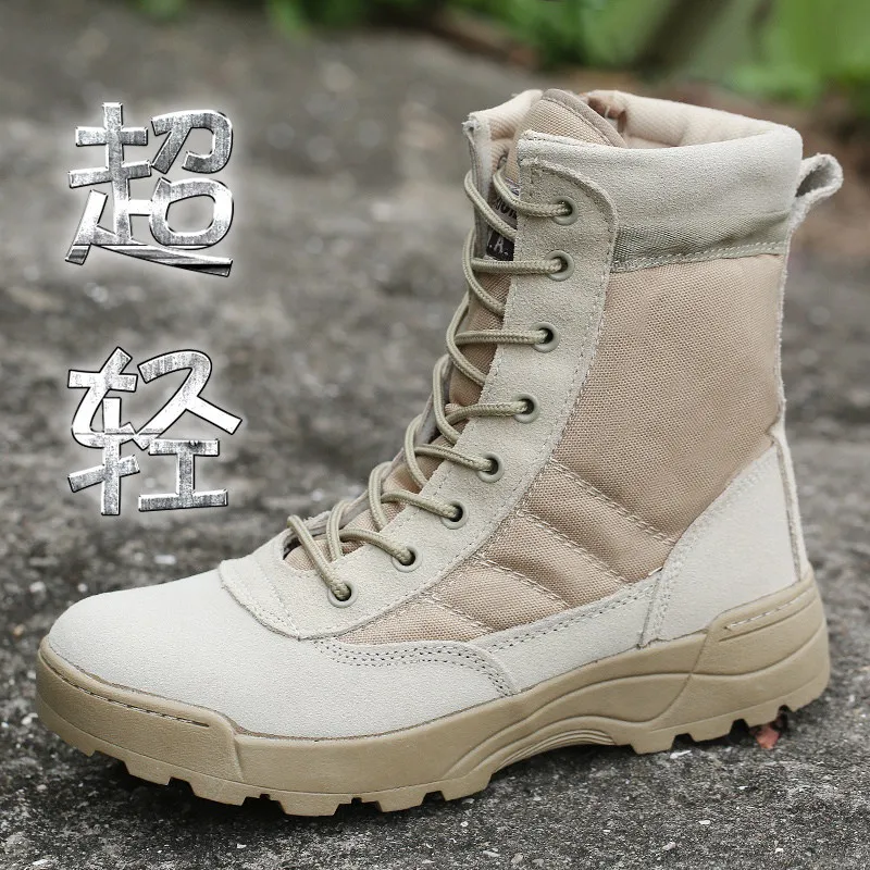 Eu 36-46 Spring Ultralight 07 Tactical Military Combat Boots Outdoor Camping Trekking Hiking Shoes High Tube Anti-wear Sneakers