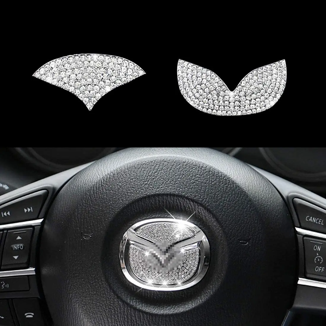 For Mazda 3 6 2 CX-3 CX-4 CX5 CX9 CX3 CX4 CX-5 CX-9 Steering Wheel Emblem Bling Diamond Logo Car Sticker Accessories