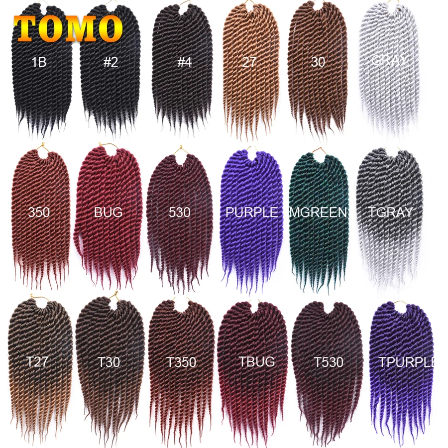 TOMO 12 "18" Sénégal Xoắn Móc Dây Bện 12 Rễ Trước Xoắn Châu Phi Bện Làm Tóc Ombre Tổng Hợp xoắn Tóc