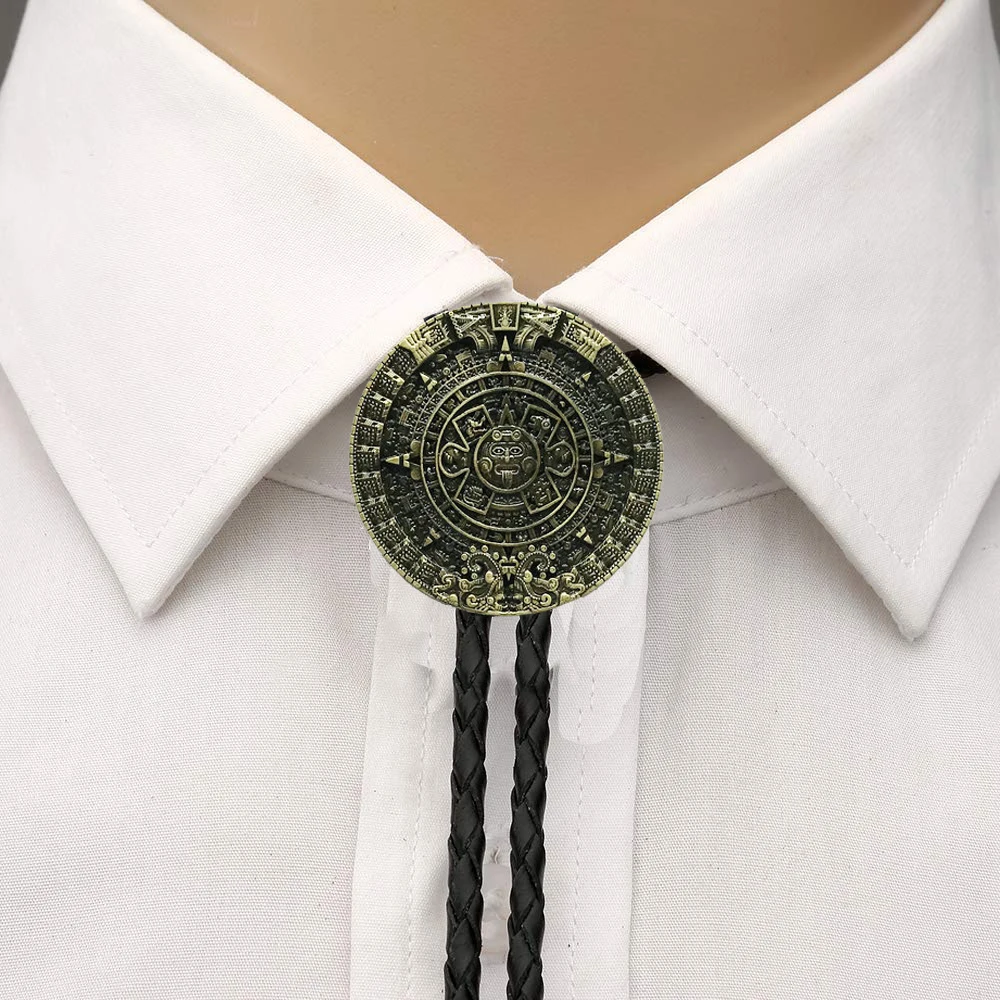 Sun position  bolo tie for man cowboy western cowgirl lather rope zinc alloy necktie